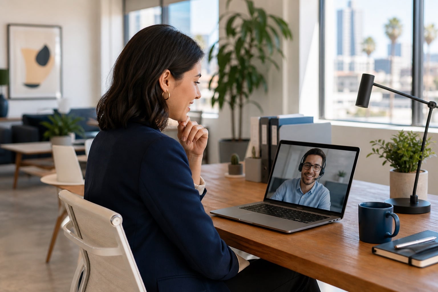 Los Angeles business employee receiving friendly remote IT helpdesk support