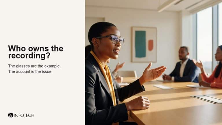 Who owns client meeting recordings: smart glasses in a client meeting.